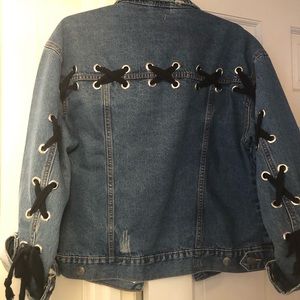 Denim jacket with ribbon detail